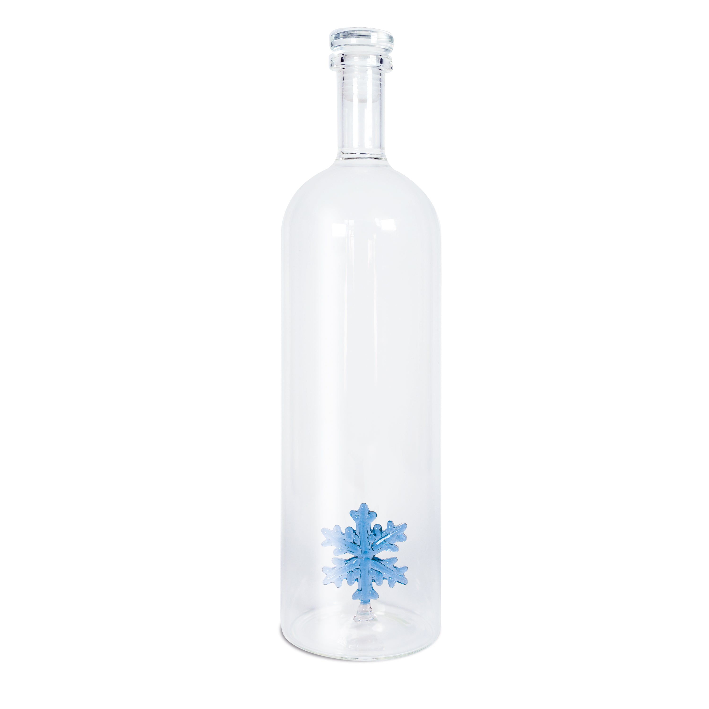 Bottiglia in vetro borosilicato con tappo / Decoro Fiocco di neve