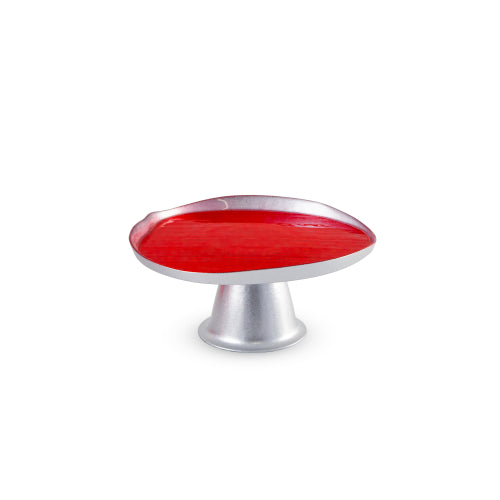 Alzatina in vetro - media / Argento e Rosso.