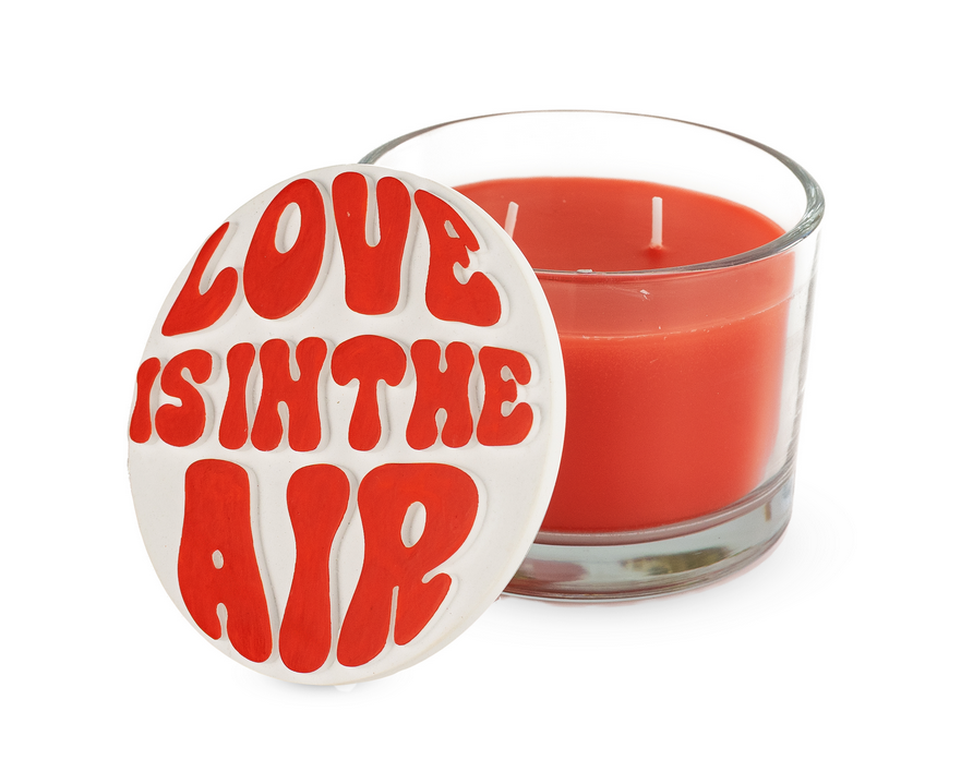 Candela profumata con tappo in gesso / Decoro Love is in the air