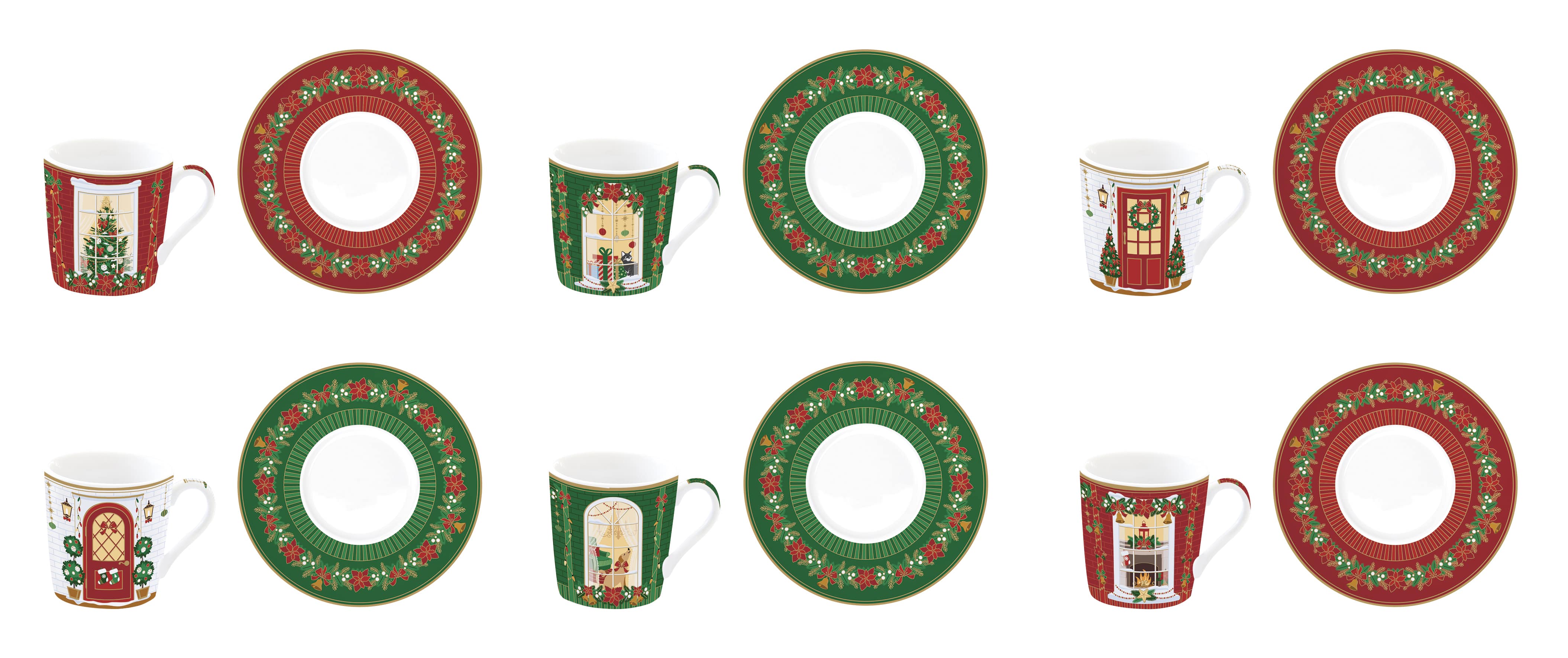 Set 6 tazzine caffè - con piattino / Festive Avenue