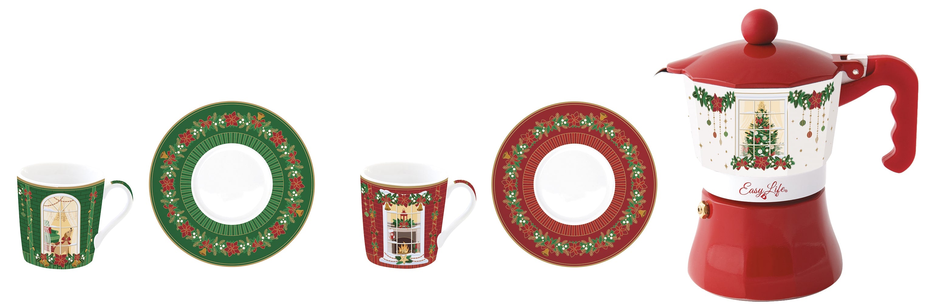 Set Caffettiera Con 2 tazze da caffè - 10cl / Festive Avenue