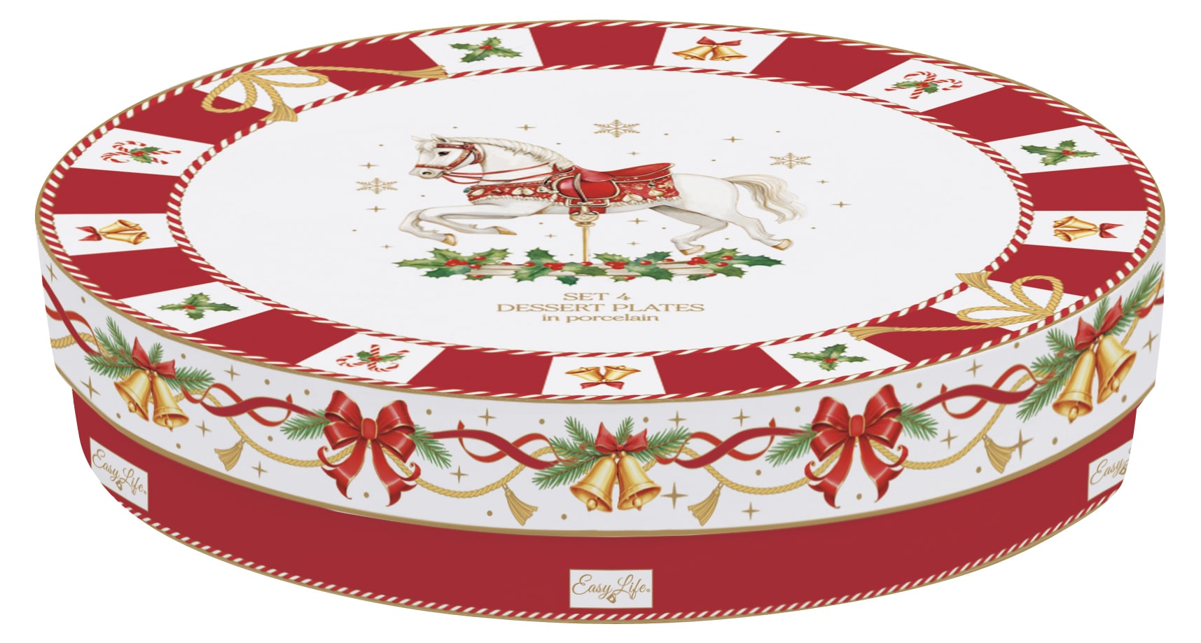 Set 4 piatti dessert porcellana In color Box - 19 cm / Christmas Tale