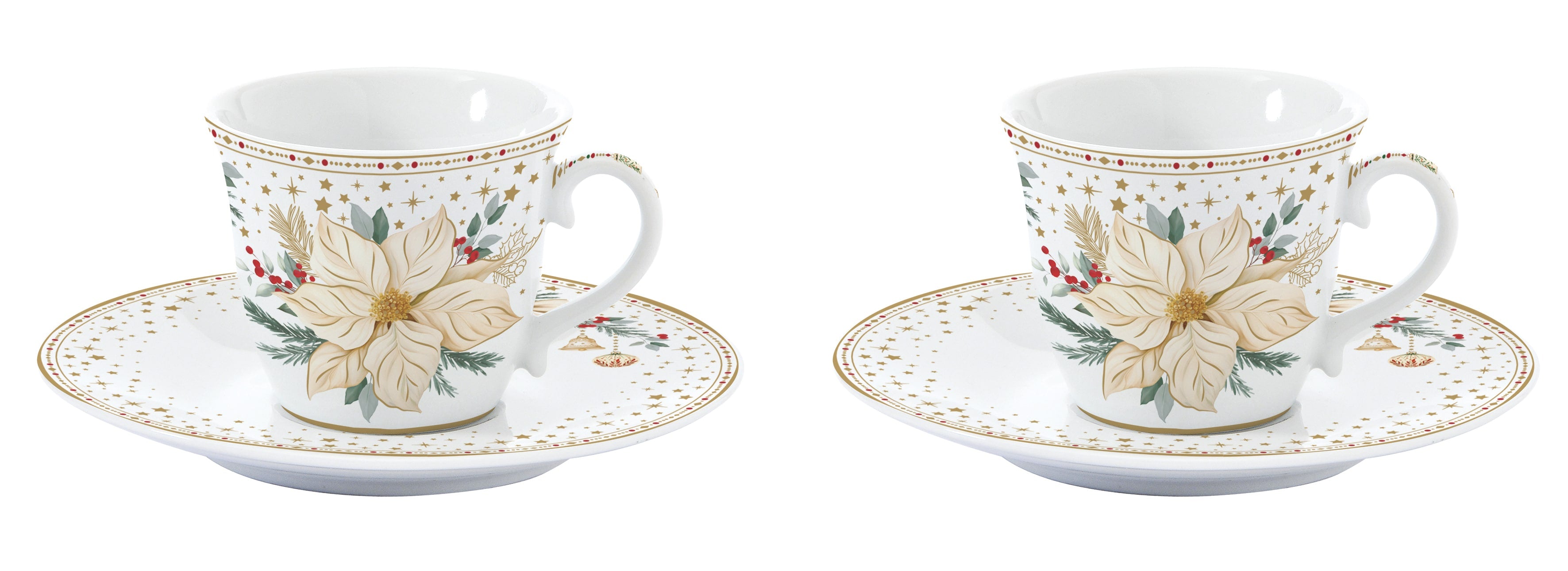 Set 2 tazzine caffe con piattino - 80 ml / White Elegance
