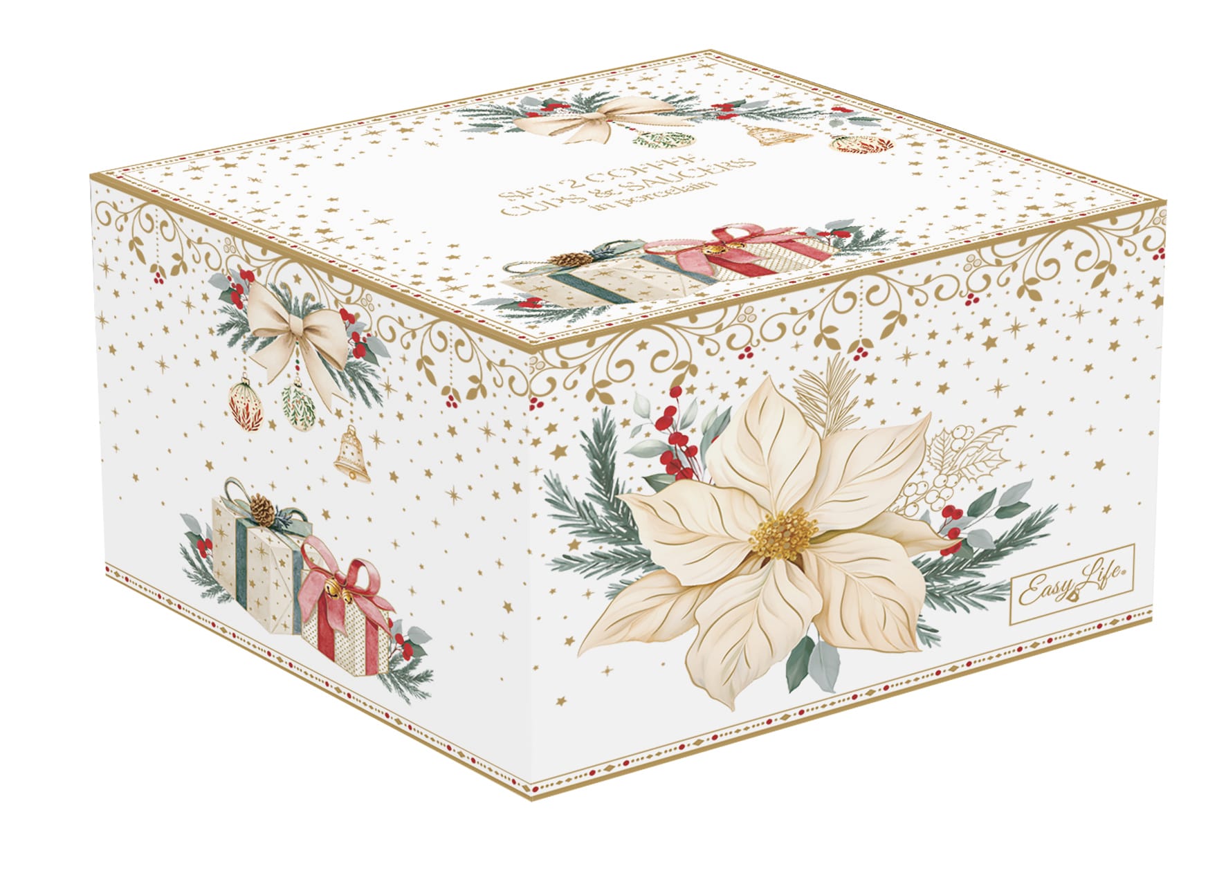 Set 2 tazzine caffe con piattino - 80 ml / White Elegance