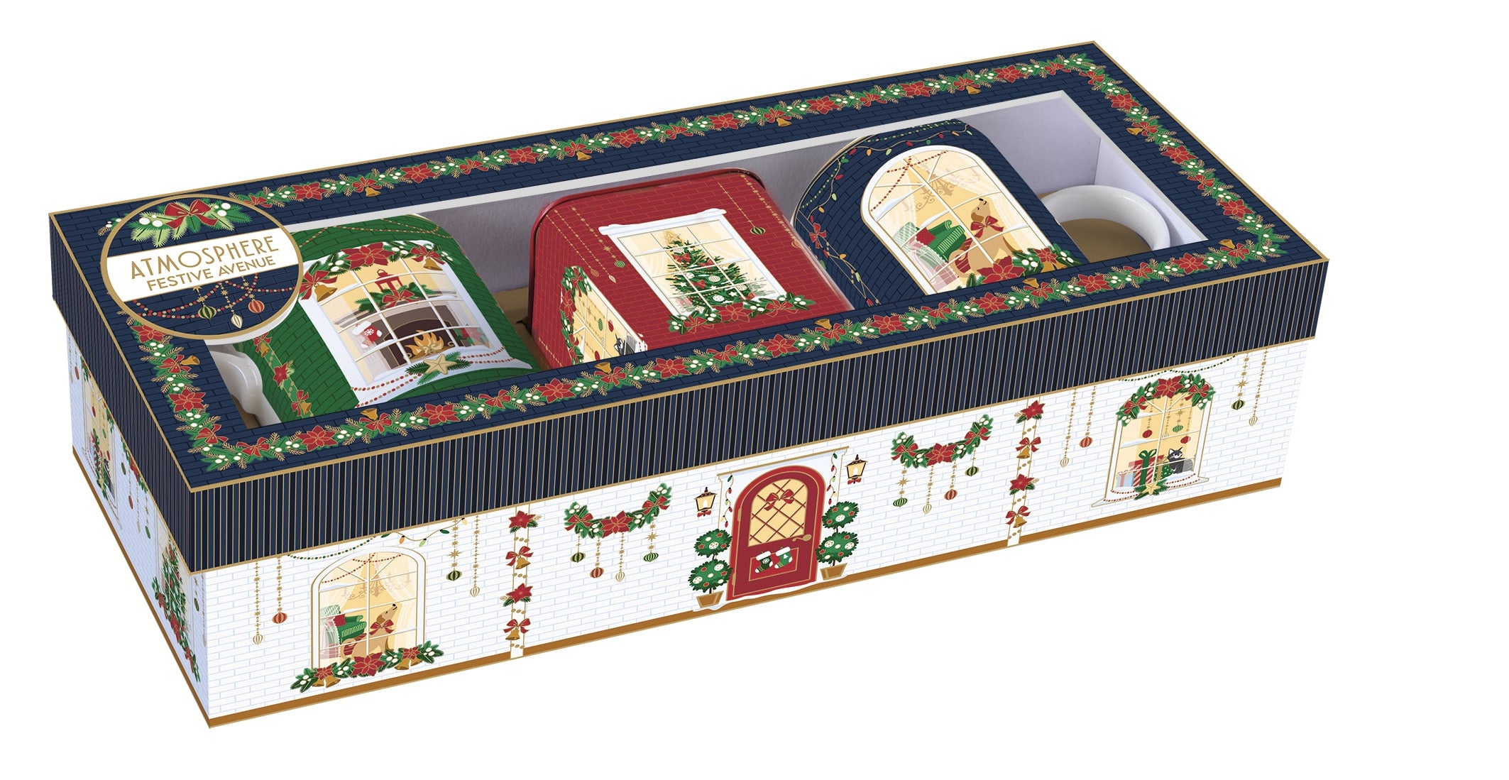 Set tea con 2 mug in porcellana - Gift Box in latta / Festive Avenue