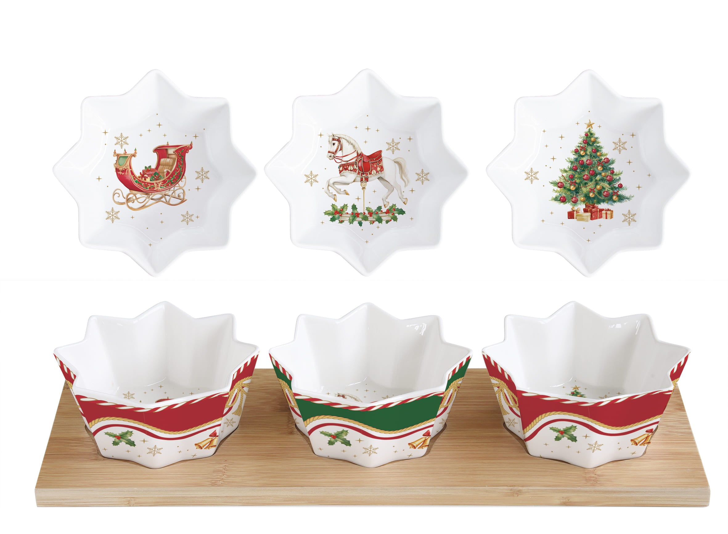 Set aperitivo 3 ciotoline - Porcellana e Bambù / Christmas Tale