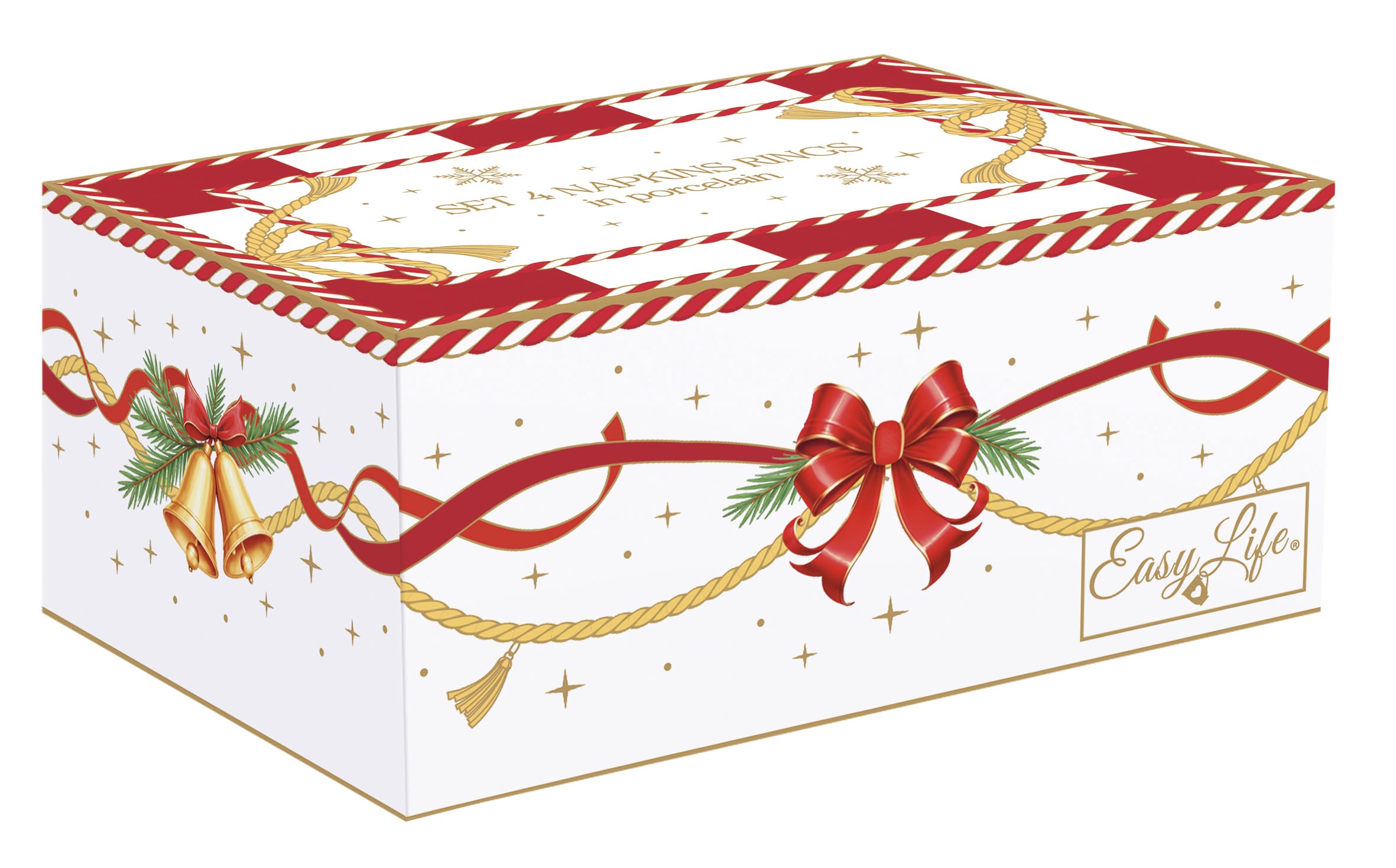 Set 4 legatovagliolo in Porcellana - 4,5 cm / Christmas Tale