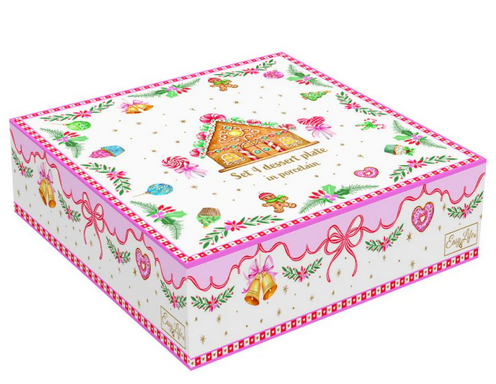 Set 4 piatti in porcellana - 19,5 cm / Sweet Christmas