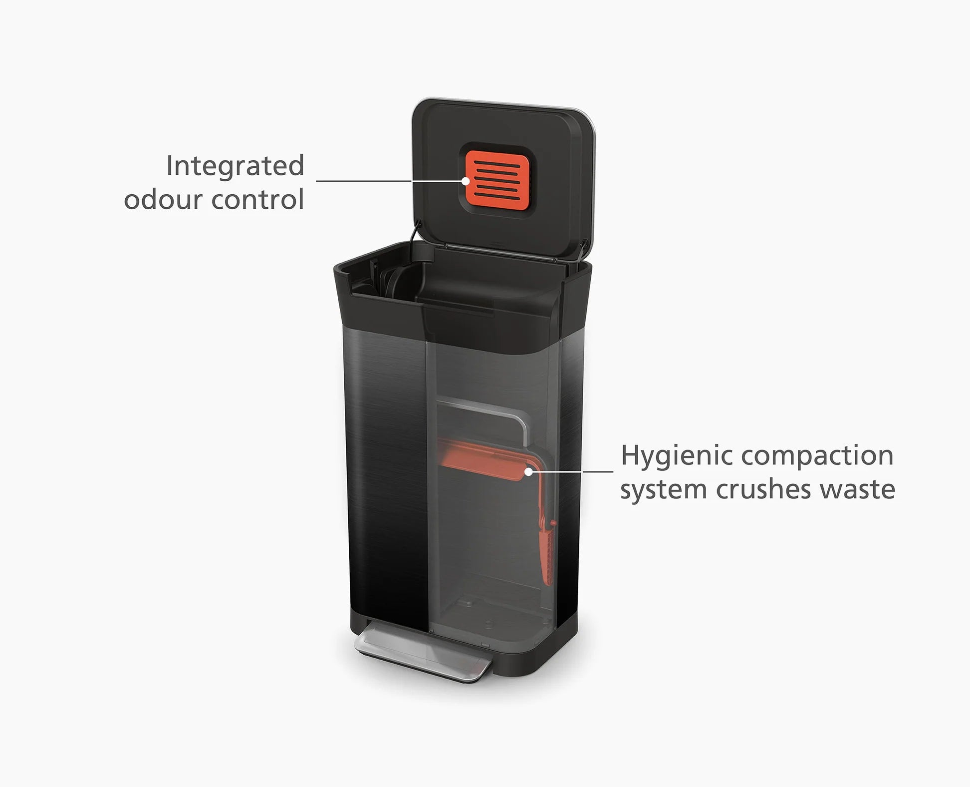 Joseph & Joseph - Titan 30L Compattatore per rifiuti nero