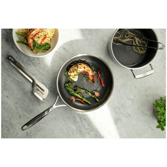 Wok con coperchio - 30 cm, 18/10 acciaio inossidabile, Ceraforce HyCoat