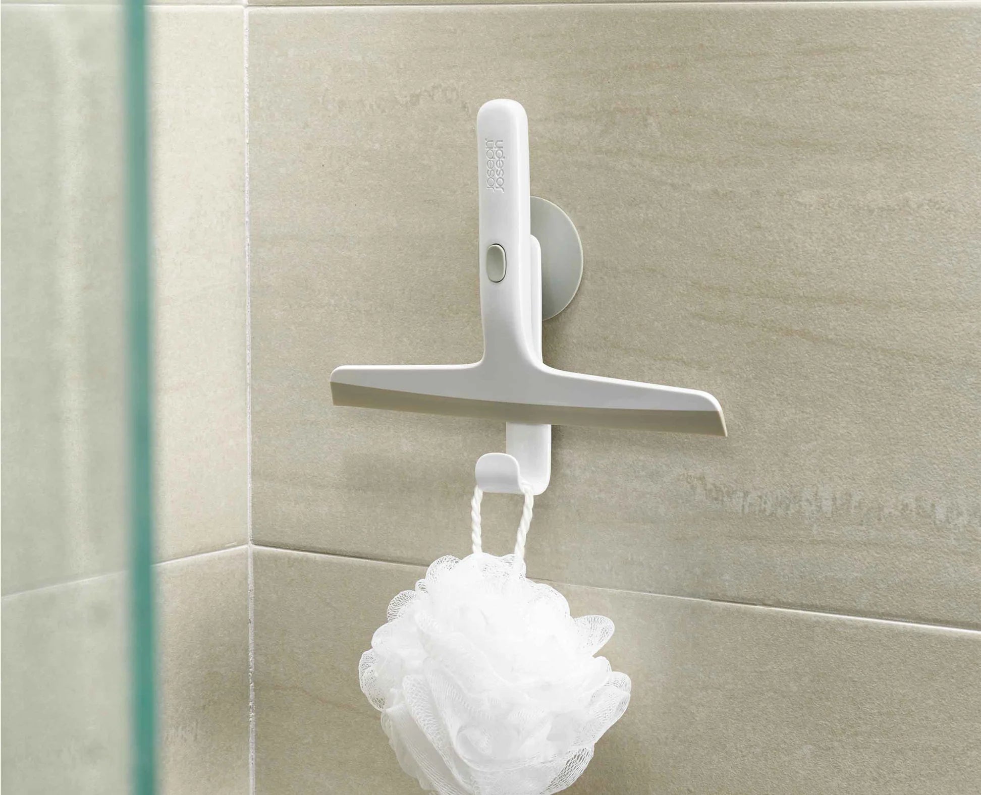 EasyStore™ Raschietto per doccia grigio chiaro con gancio per riporlo
