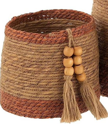 Cesto Rotondo Perle Naturale/Marrone