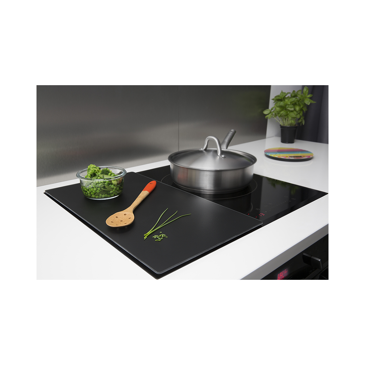 SET 2 pannelli di protezione per piano cottura Induzione - 58X28 cm BLACK