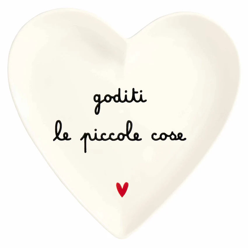Set 2 Piatti cuore Goditi le piccole cose - 18 cm Porcellana