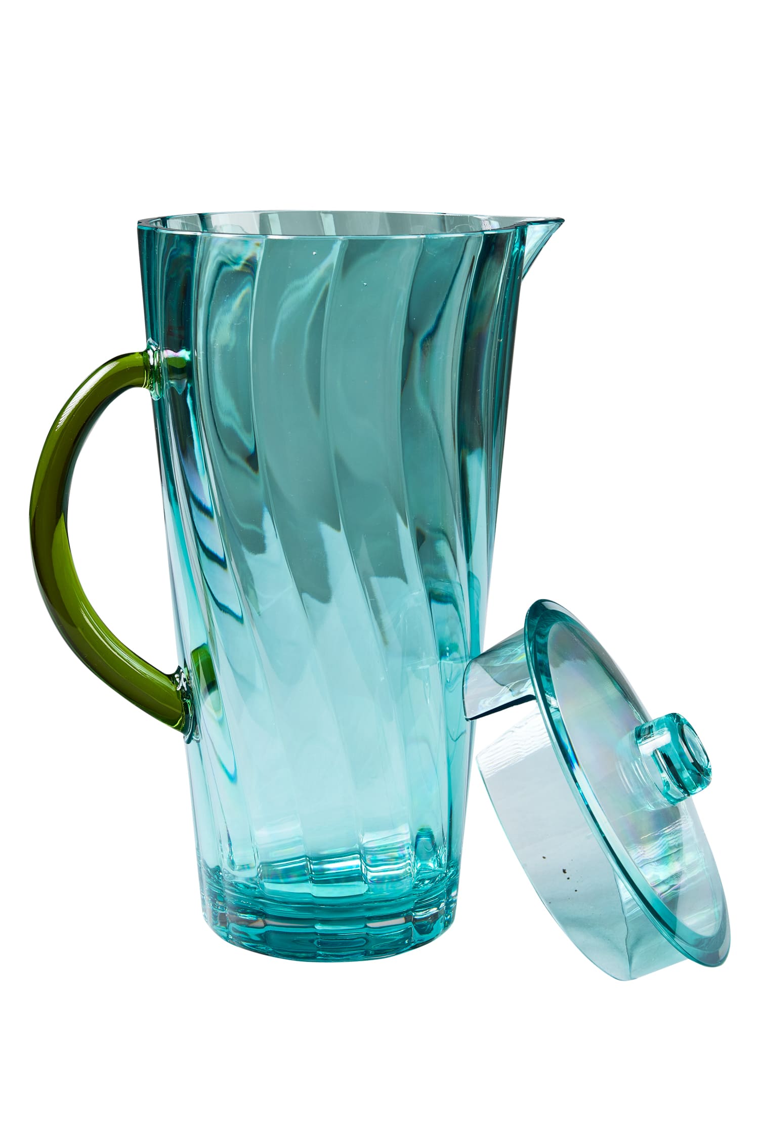 Maiorca - Brocca Azzurra Con Manico Verde In Metacrilato