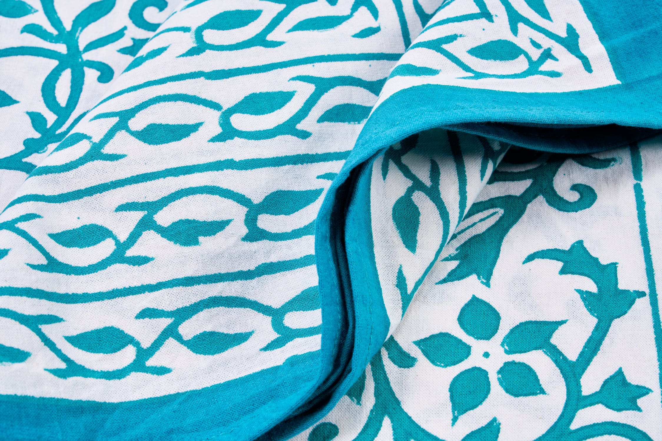 Vietri - mezzero singolo decor turchese in cotone - 180x270