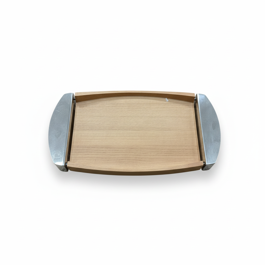 Vassoio in Faggio Naturale e Acciaio Inox