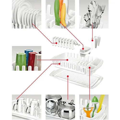 Scolapiatti Con Vassoio Prendigoccia Bianco "Clean Kit"