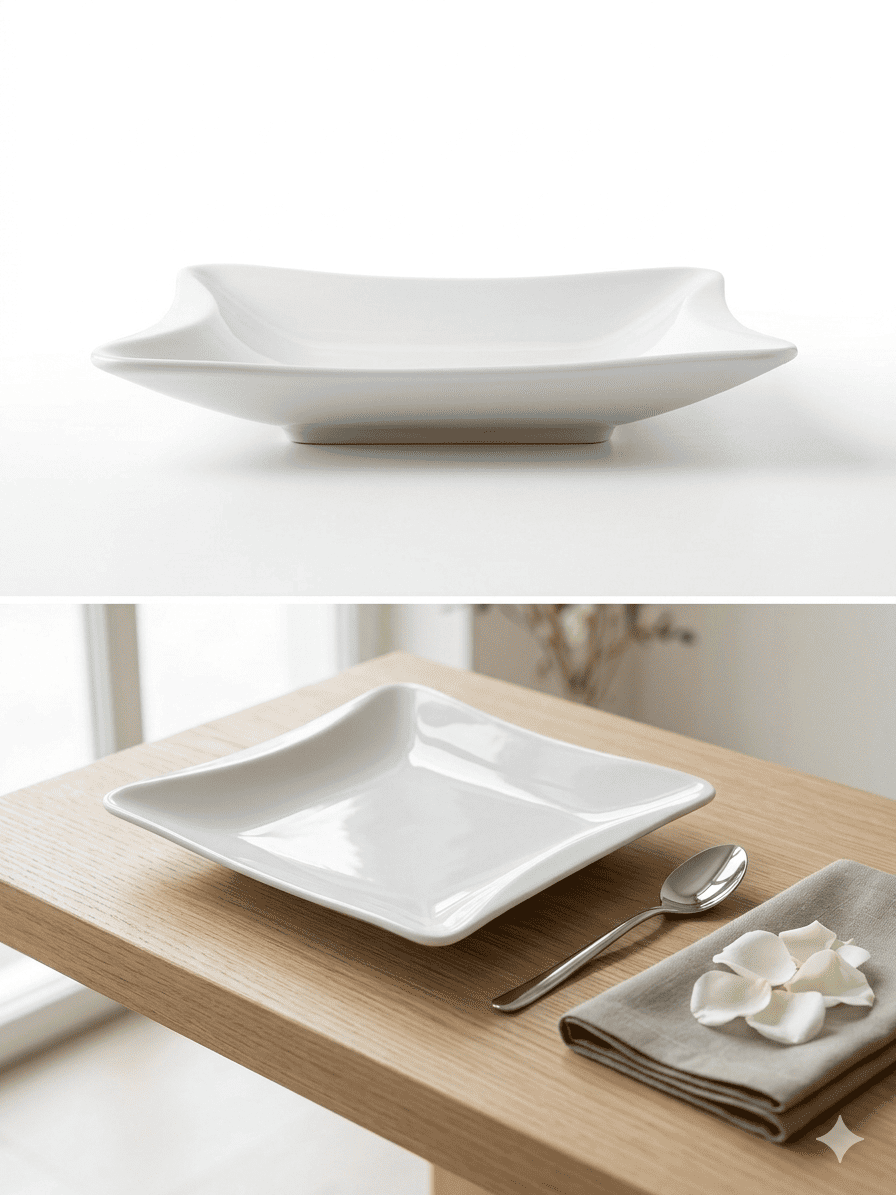 Piatto Fondo Quadrato Collezione Onda