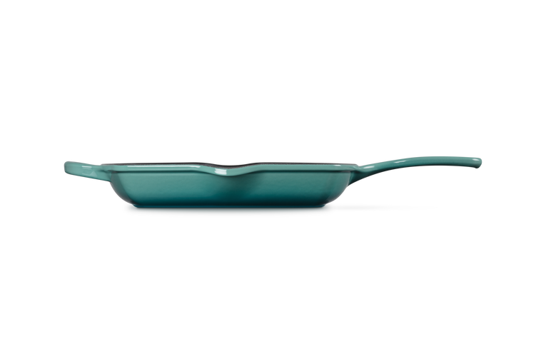 Bistecchiera Skillet quadrata Evolution in ghisa vetrificata - Bleu Riviera 26CM