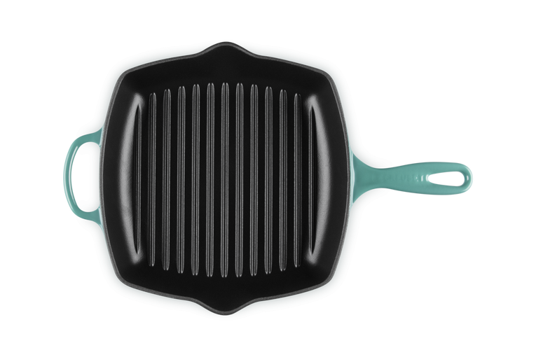 Bistecchiera Skillet quadrata Evolution in ghisa vetrificata - Bleu Riviera 26CM