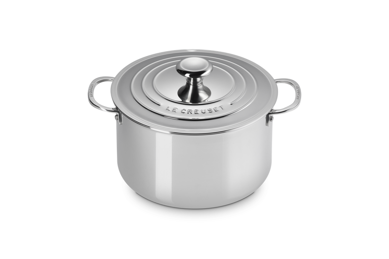 Casseruola profonda con coperchio in acciaio inox - 24 CM / 6.6 L
