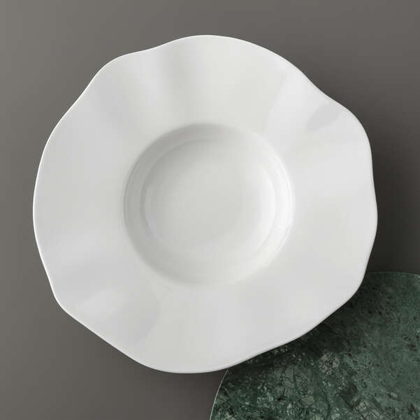 PURA Piatto da pasta bianco - 28,5 x 28,8 cm, Premium Bone Porcelain