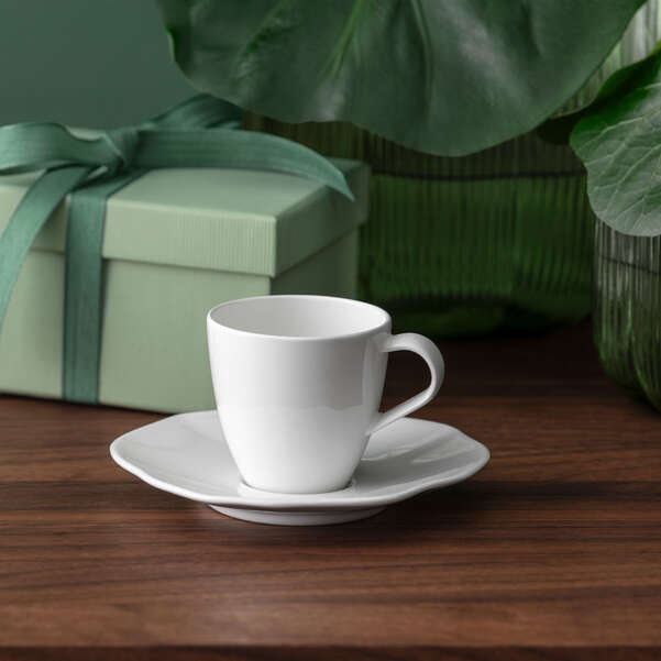 PURA Piattino per tazzina caffè bianca - 11,6 x 11,5 cm Premium Bone Porcelain