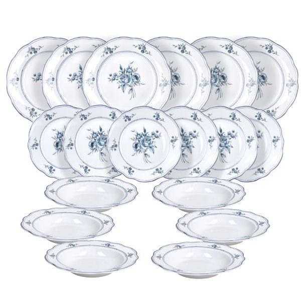 Servizio piatti 18 pezzi HERITAGE FLORALS - Porcellana Blu