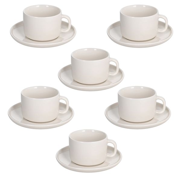 SET 6 Tazze caffè con piatto 90 cc EDGE - New Bone China Bianco