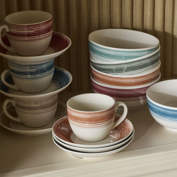 SET 6 tazze caffè con piatto 80 cc IRIS - New Bone China Multicolor