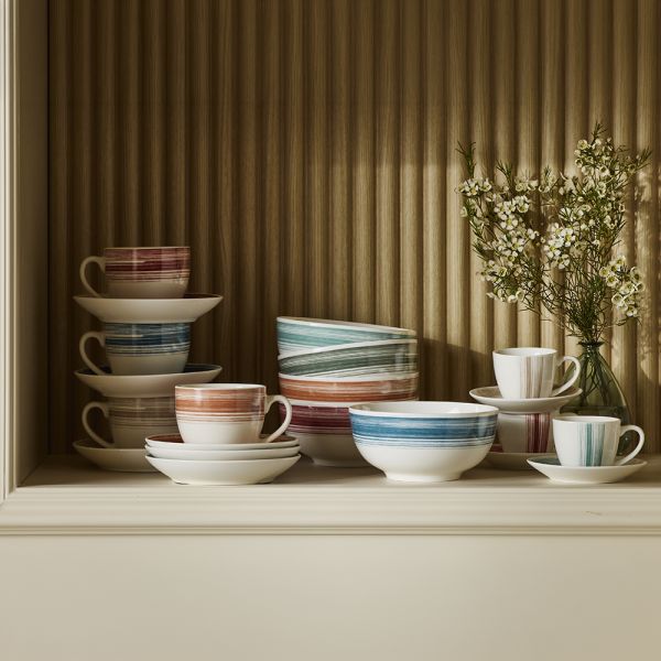 SET 6 tazze caffè con piatto 80 cc IRIS - New Bone China Multicolor