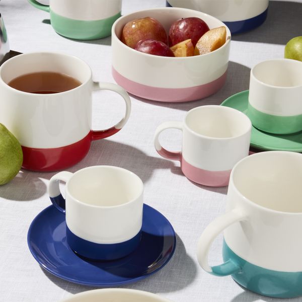 SET 6 tazze caffè con piatto 110 cc RAINBOW - New Bone China Multicolor