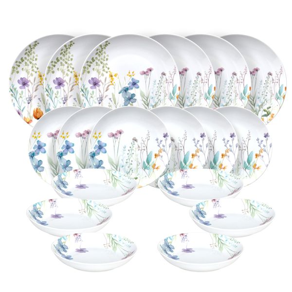 Servizio piatti 18 pezzi FLORENNE - Porcellana Multicolor