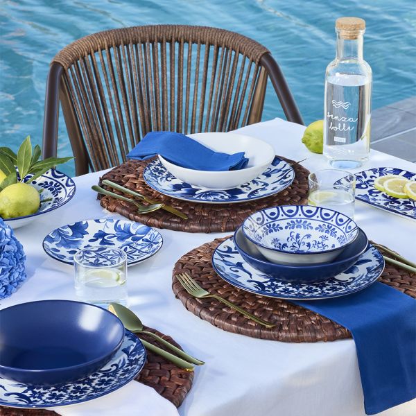 Servizio piatti 18 pezzi ORTIGIA - Porcellana Blu