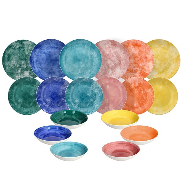 Servizio piatti 18 pezzi FIESTA - Porcellana Multicolor