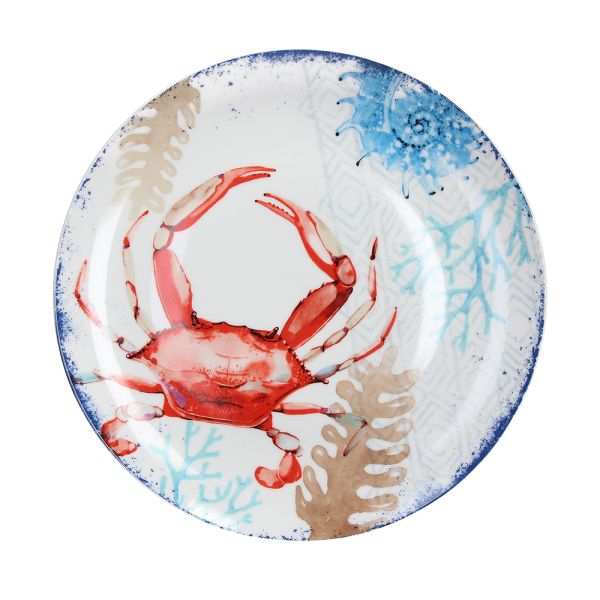 Servizio piatti 12 pezzi AQUARIUM - Porcellana Rosso-Blu