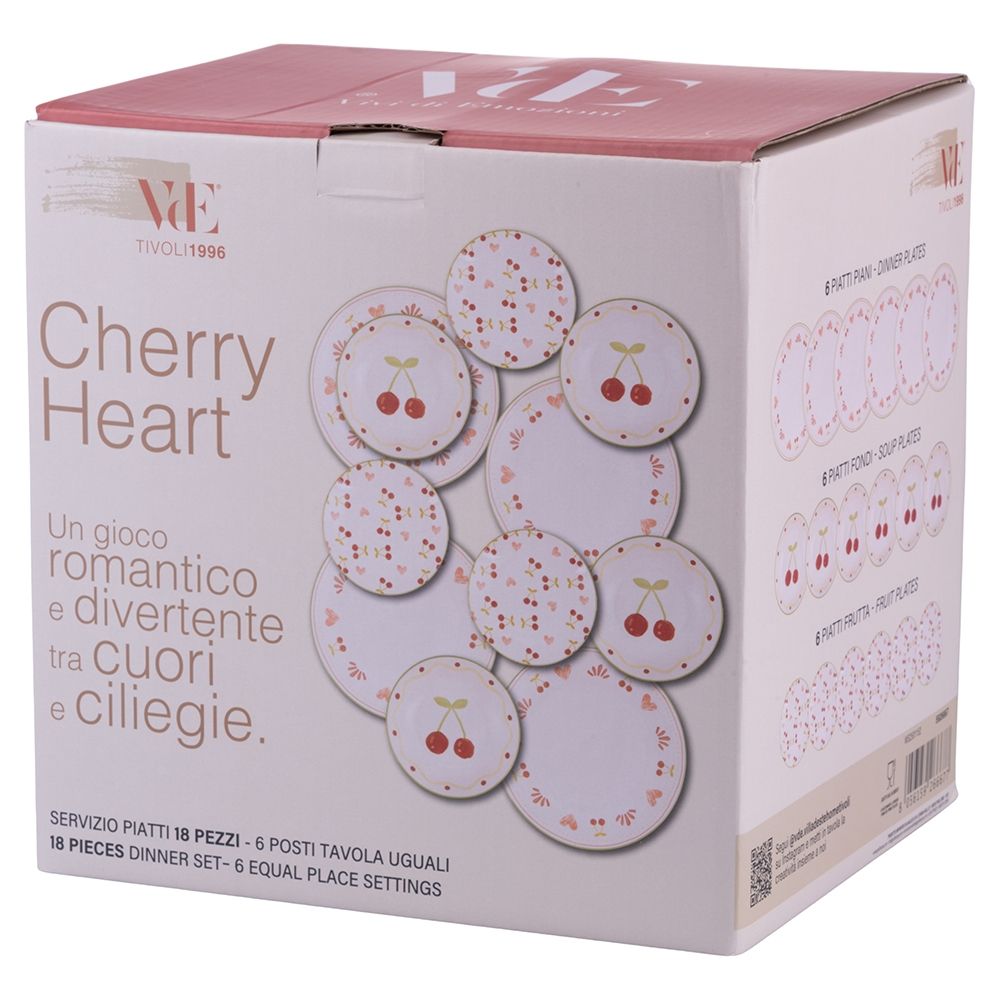 CHERRY HEART SERVIZIO DI PIATTI 18 PEZZI