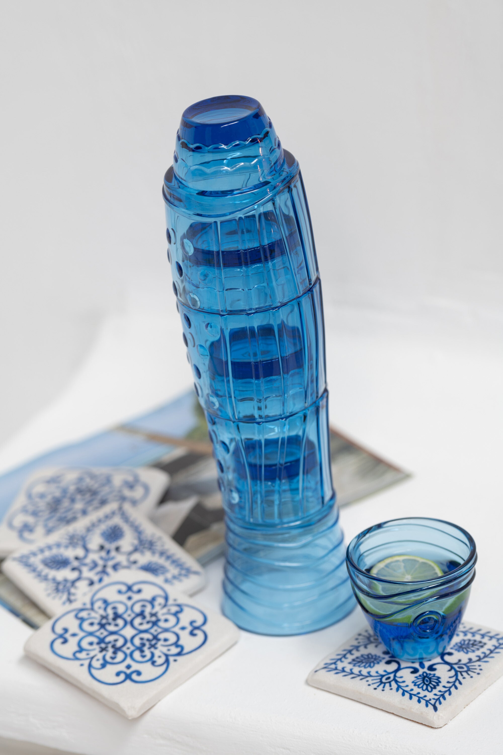 Bicchiere Pesce Vetro Blu