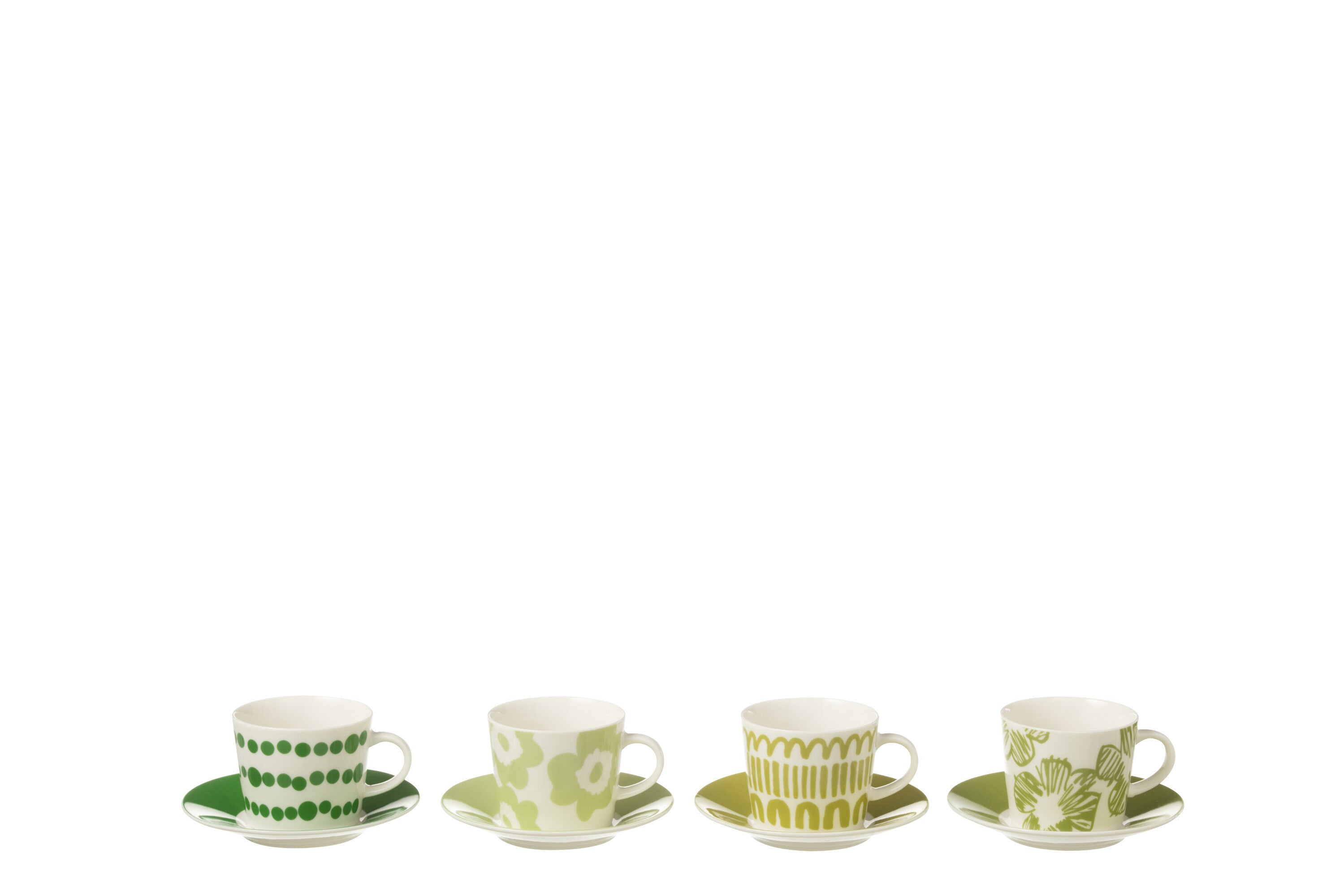 Set 4 Tazzina Da Caffe + Piattino Scatola Ceramica Verde Small