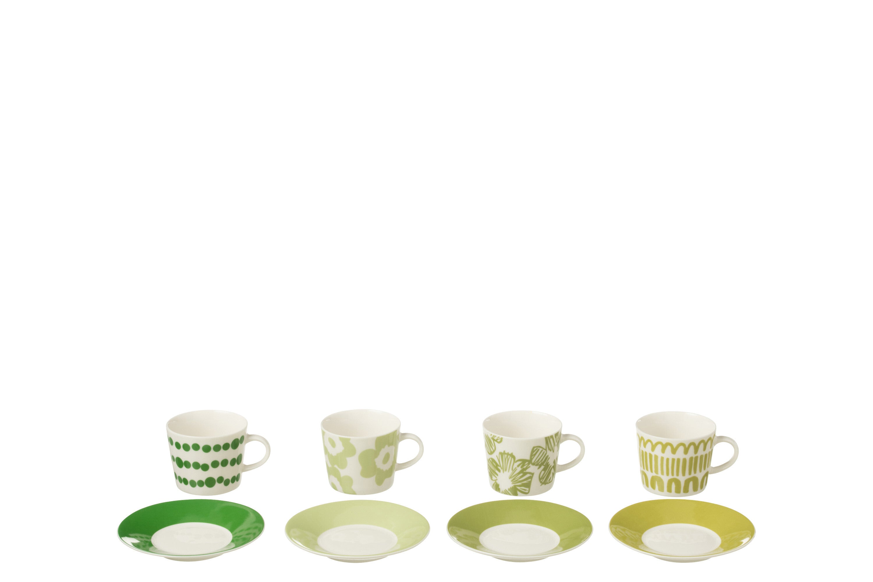 Set 4 Tazzina Da Caffe + Piattino Scatola Ceramica Verde Small
