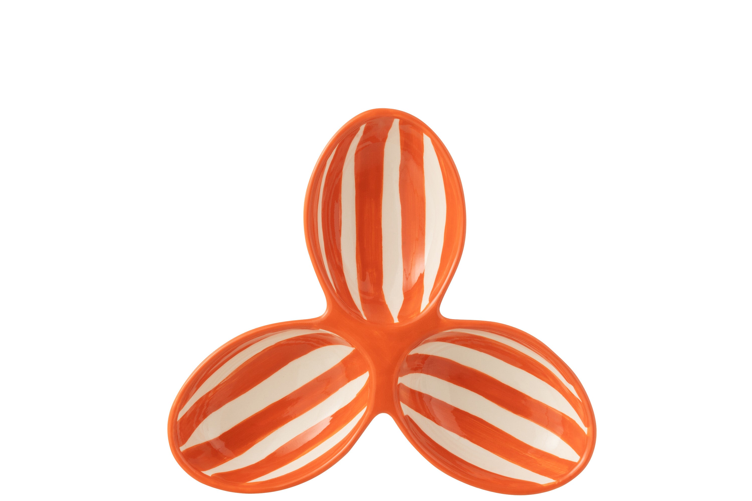 Piatto da aperitivo Granada Stripes Clover in ceramica bianca e arancione