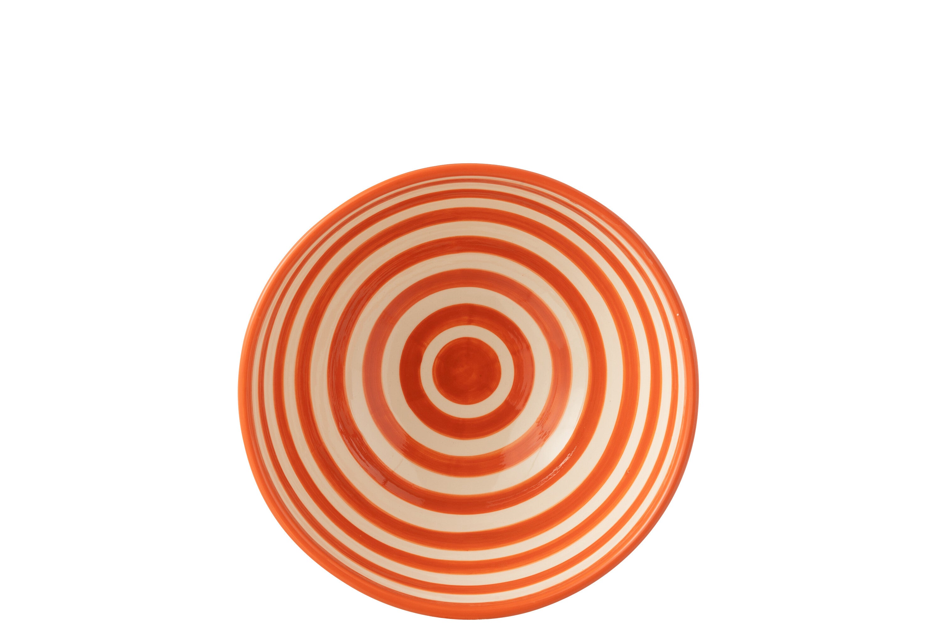 Ciotola Granada Stripes High in ceramica, bianca/arancione, grande