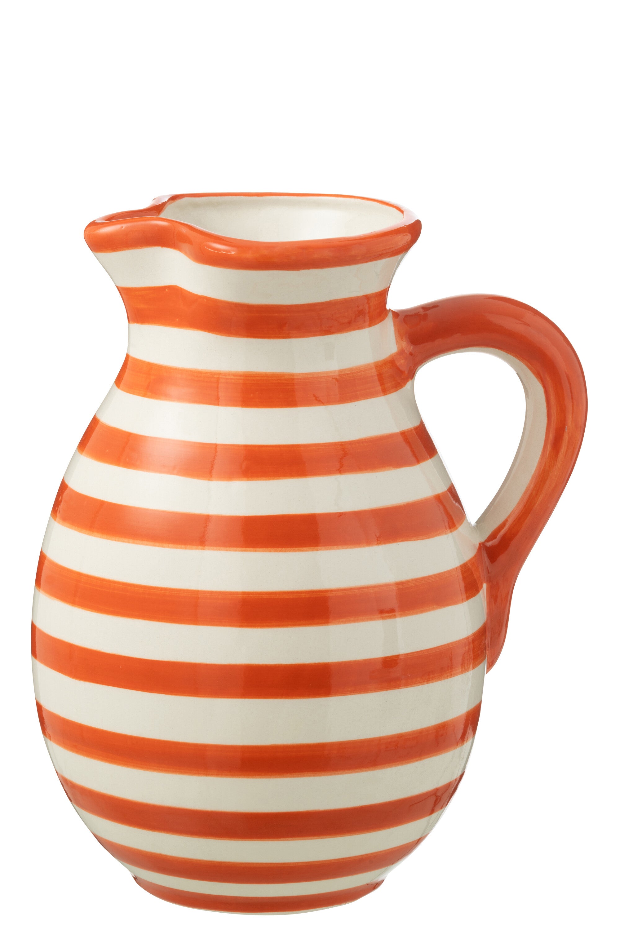Brocca Granada Stripes in ceramica, bianca/arancione, grande