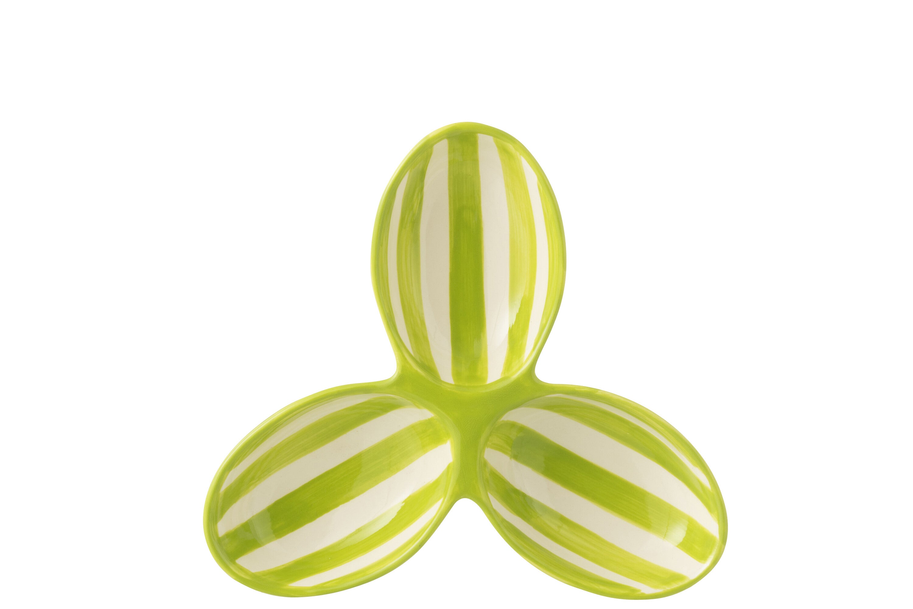 Piatto da aperitivo Granada Stripes Clover in ceramica bianca e verde