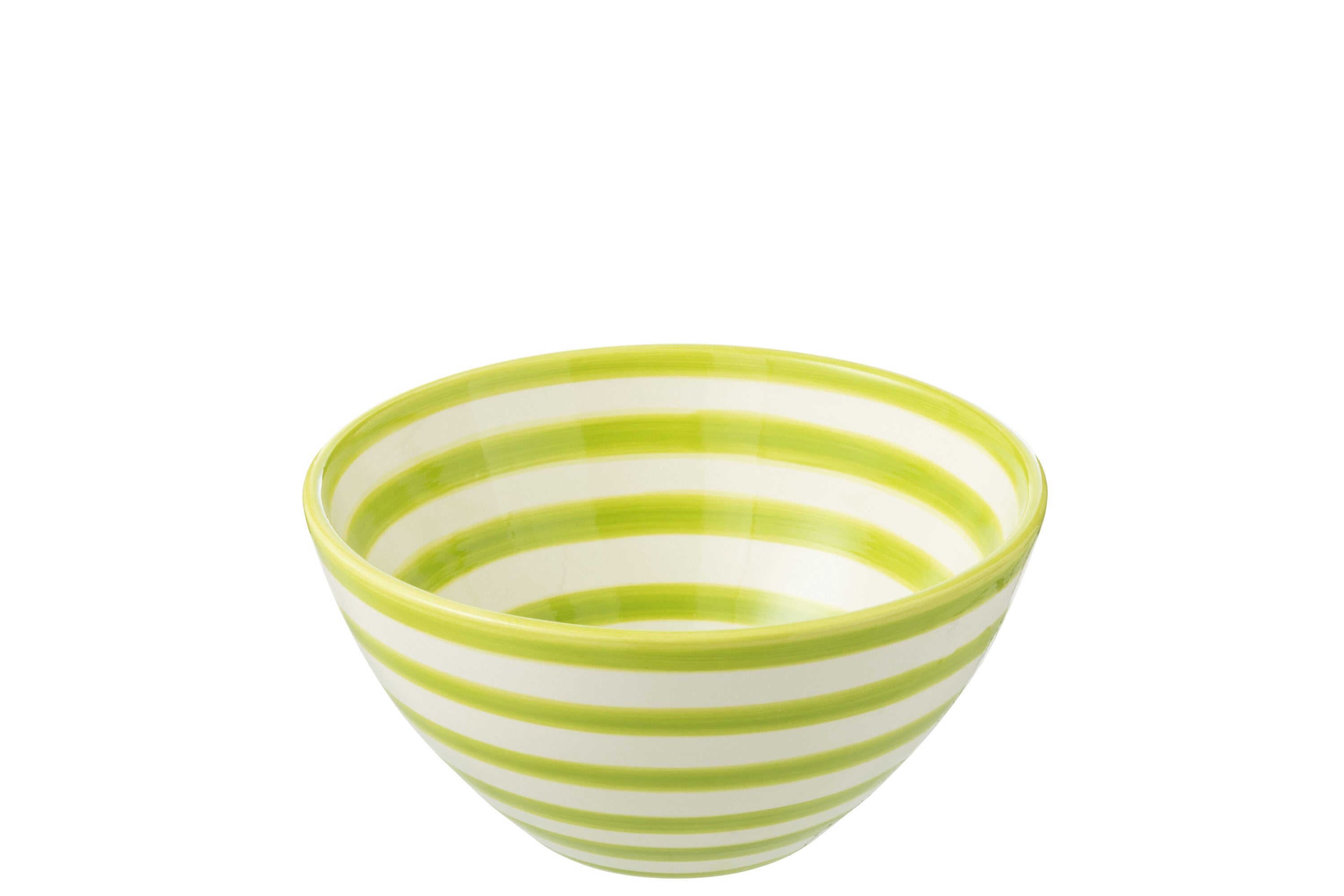 Ciotola Granada Stripes in ceramica di alta qualità, bianca/verde, media