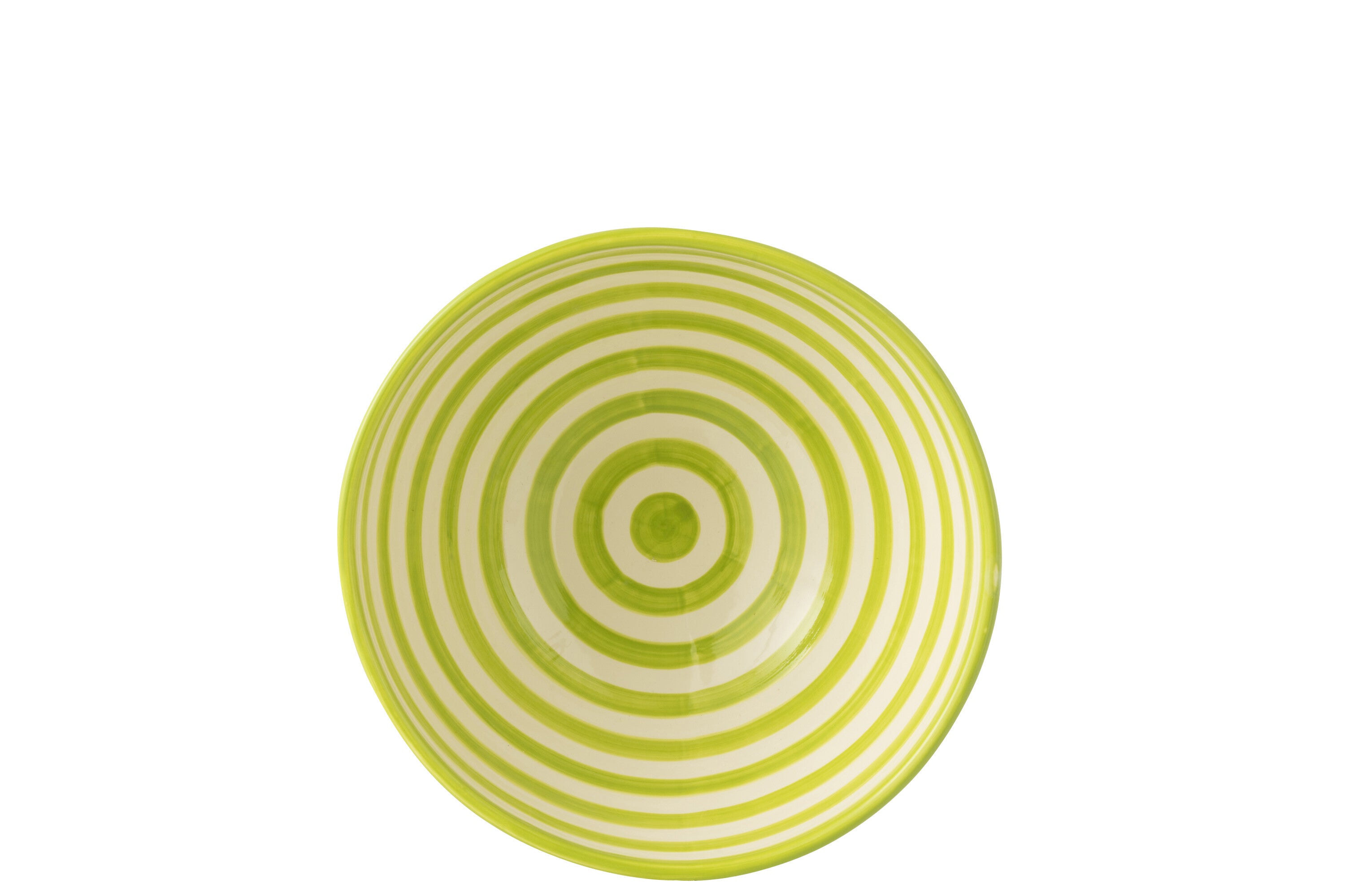 Ciotola Granada Stripes High in ceramica, bianca/verde, grande