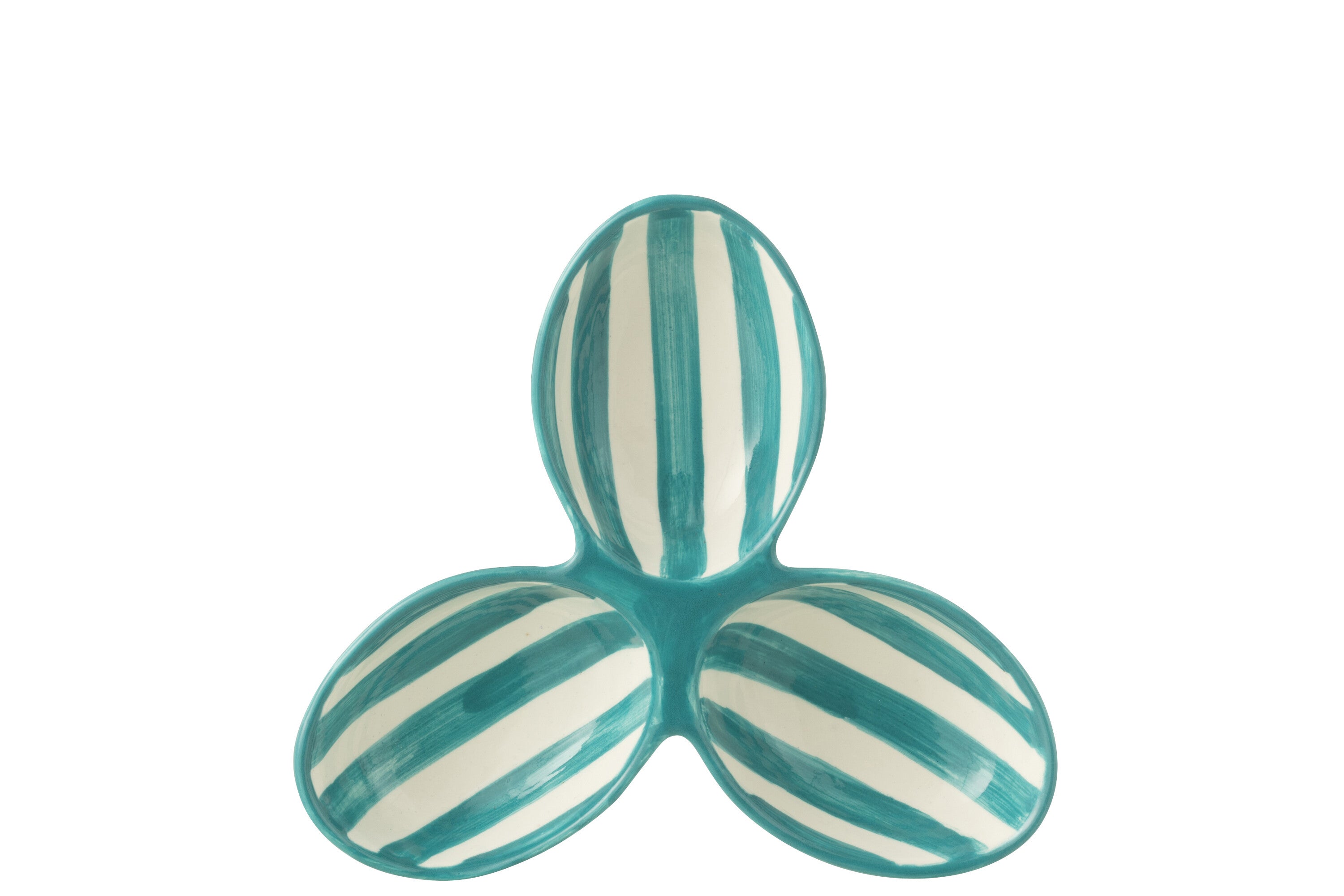 Piatto da aperitivo Granada Stripes Clover in ceramica, bianco e acquamarina