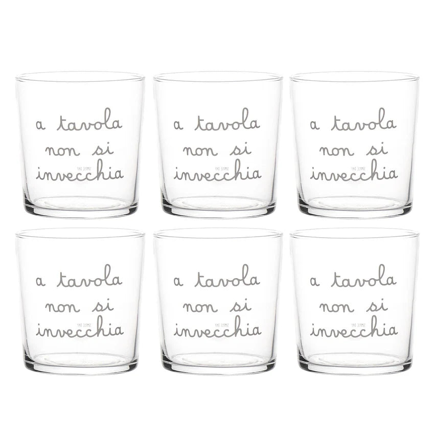 SET 6 bicchieri "A tavola non si invecchia"
