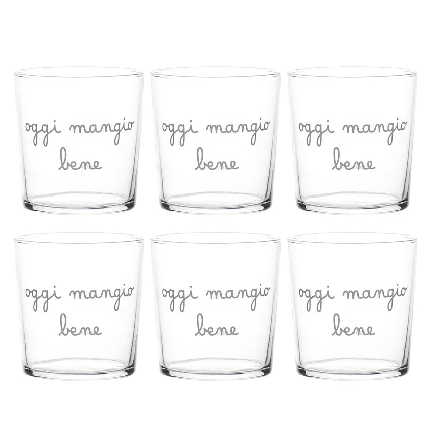 SET 6 bicchieri "Oggi mangio bene"